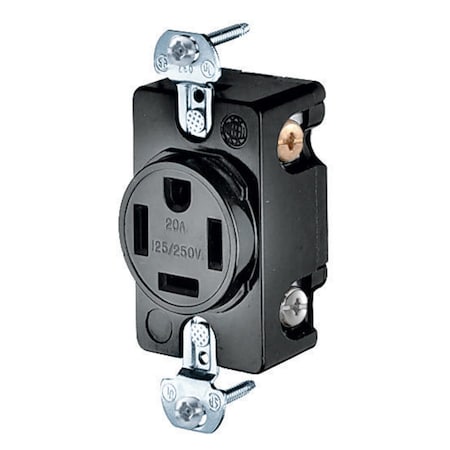 Hubbell Wiring Industrial 3-Pole 4-Wire 20A 125/250V Receptacle, 14-20R, Black HBL8410