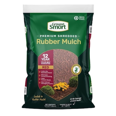 Ground Smart Red Shredded Rubber Mulch 0.8 cu ft GSBF08RD96