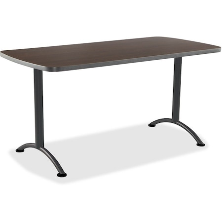 Iceberg ARC Rectangle Table, Walnut Top, Grey Steel Frame, 30 in W x 60 in L 69214