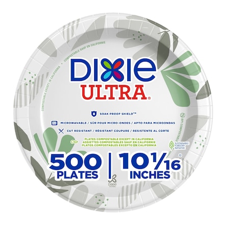 Dixie Disposable Paper Plate, 10 1/8 in, Pathways, Multi Color, PK500 SXP10PATH