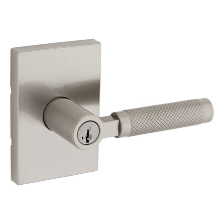 Kwikset Prava Lever with Rectangular Rose Entry Door Lock SmartKey with 6AL Latch and RCS Strike Satin 740PVLRCT-15S
