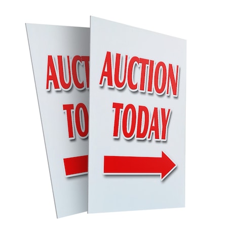 Signmission Auction Today With Arrow, Plastic Signs Only 24 Inch x 36 Inch, Corrugated Plastic, 2PK CSB-2436-2PACK-Auction Today With Arrow