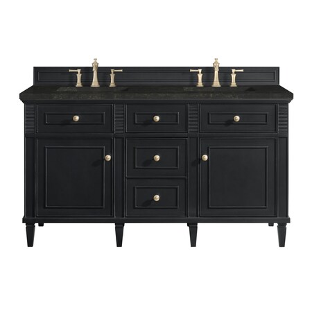 James Martin Vanities Lorelai 60" Double Vanity, Black Onyx, w/ 3 CM Phantome Eclos Top 424-V60D-BKO-3PHT