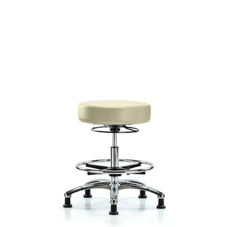 Blue Ridge Ergonomics Bench Stool, Med, Vin, Chrm, CF, Glides, Wht BR-VMBSO-CR-CF-RG-8501
