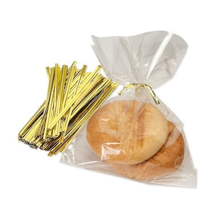 Nashville Wraps 4 Inch Metallic Gold Twist Ties, 1000PK MTTG4