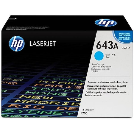 Hp 643A (Q5951A) Cyan Original LaserJet Toner Cartridge (10,000 Yield) Q5951A