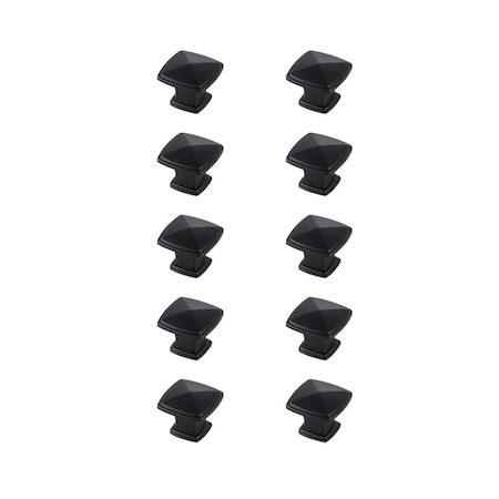 Plaza 1.2 in. Marcel Multipack Square Knob, Matte Black, 10PK PL2958318