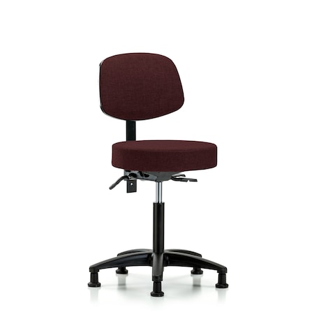Blue Ridge Ergonomics Rutledge Fabric Stool with Back - Medium Bench Height with Stationary Glides in Burgundy Fabric BR-FMBST-RG-T0-NF-RG-F41