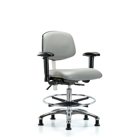 Blue Ridge Ergonomics Med Bench Chair, Vinyl, CF, Glds, Dov, CL100, 6-Way Adjustable, 22" to 29" Height, Dove BR-NCR-VMBCH-CR-T0-A1-CF-RG-8567