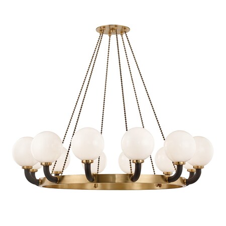 Hudson Valley Lighting Werner 12 Light Chandelier 61 In. Aged Brass/Black 3660-AGB/BK