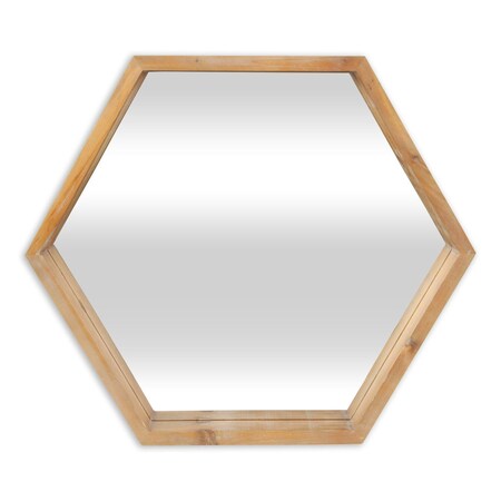 Homeroots 21" Brown Hexagon Wood Framed Accent Mirror 379820