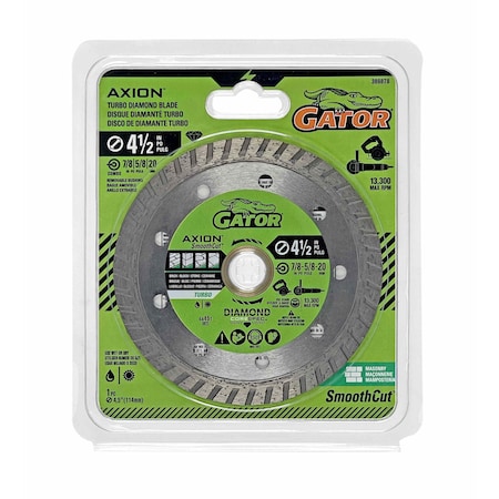 Gator Finishing 4-1/2 in. D X 5/8 and 7/8 in. Diamond Rim Saw Blade, Turbo 389878