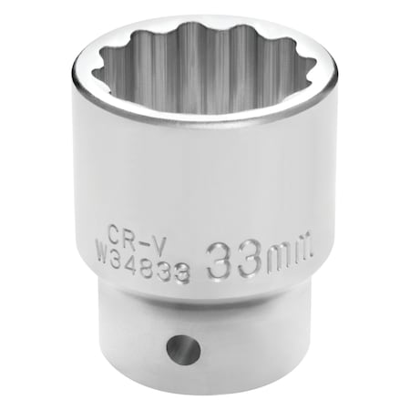 Performance Tool 3/4 Dr. 33mm Socket, 12 Point, Chrome Vanadium, Corrosion Resistant W34833