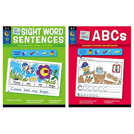 Creative Teaching Press Cut & Paste Letters & Sight Word Sentences, 2-Book Set 10652