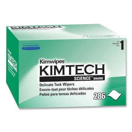 Kimtech Kimwipes, Delicate Task Wipers, 1-Ply, 4 2/5 x 8 2/5, PK280 34155