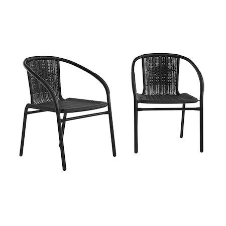 Flash Furniture Lila Black Rattan Indoor-Outdoor Restaurant Stack Chair, PK2 2-TLH-037-BK-GG