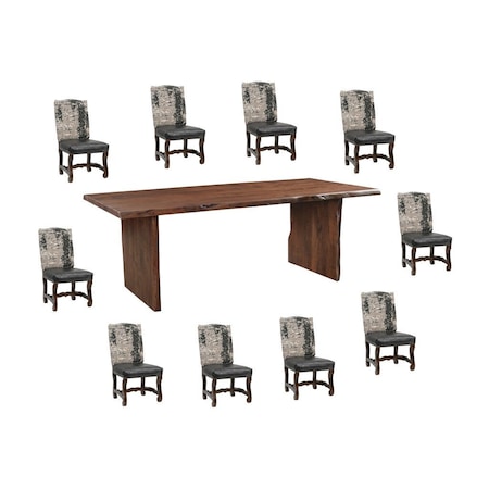 Homeroots 11 Piece Brown Solid Wood Dining Set with 10 635841