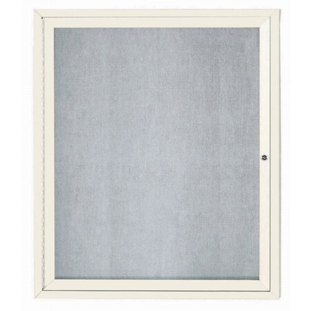 Aarco Outdoor Enclosed Bulletin Board w/ Al Frame, Standard Vinyl, Frame is Powder Coated Ivory, 36''Hx30''W ODCC3630RIV