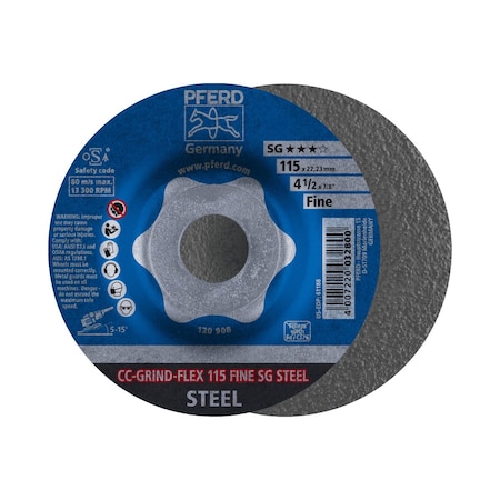 Pferd 4-1/2'' CC-GRIND-FLEX - 7/8'' A.H. - SG STEEL, Fine 61186