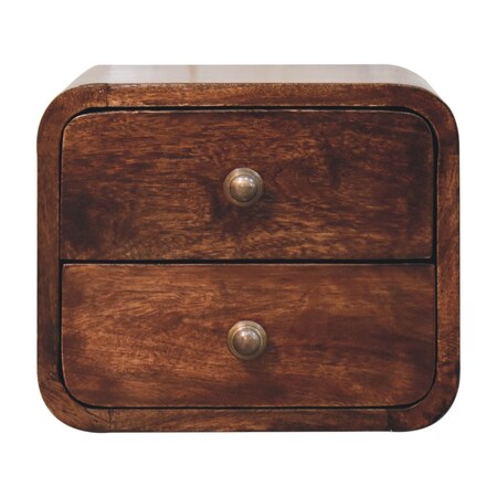 Homeroots 10" Brown Solid Wood Square Two Drawer Nightstand 653822