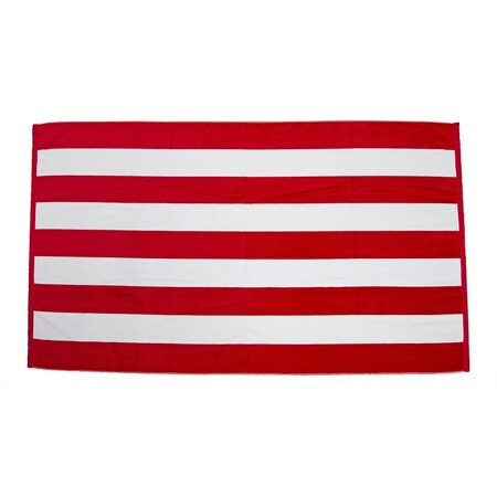 Towelsoft Premium Cabana Stripe Velour Beach Towel 35 inch x 60 inch-Red HOME-BV9006-RED
