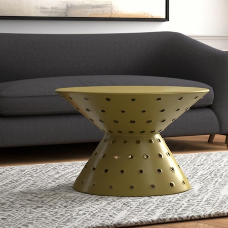 Homeroots 30" Gold Iron Round Pedestal Coffee Table 565061