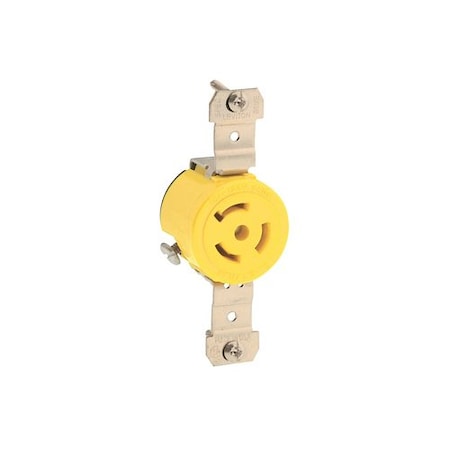 Leviton LockingReceptacle, 15A, 1-1/2hp, 250VAC, Ylw 45CM-60