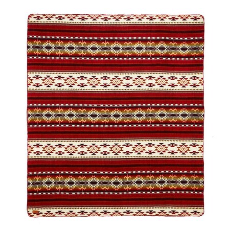 Homeroots 93" X 82" Red Woven Mod Acrylic Throw Blanket 366045