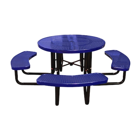Leisure Craft 46" Round Picnic Table, Perforated Metal, Portable, Navy T46ROP-PERF-NAVY