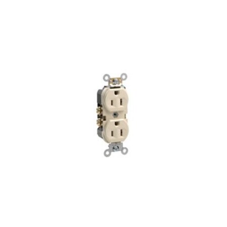 Leviton Straight Blade Receptacle, 5-15R, 15 A, 125V AC, 2 Pole, 3 Wire, Flush Mount, Self-Grounded BR15-E