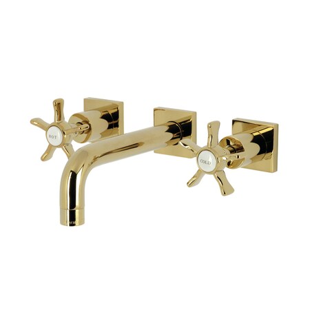 Kingston Brass Double-Handle Wall Mount Bathroom Faucet, Polished Brass KS6122NX