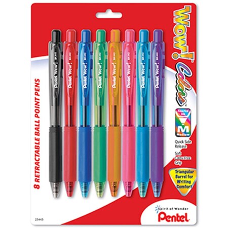 Pentel Wow Retractable Ball, 8PK PENBK440BP8M