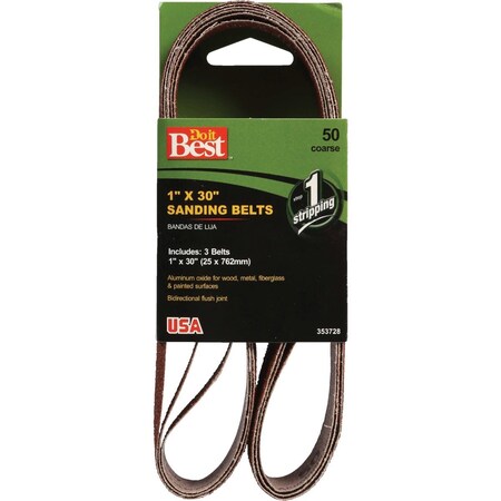 Do It Best 1''x30'' 50 Grit Power Sanding Sanding Belt, 3PK 353728GA