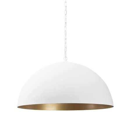 Homeroots White Single Metal Dimmable Ceiling Light With White Shades 611619