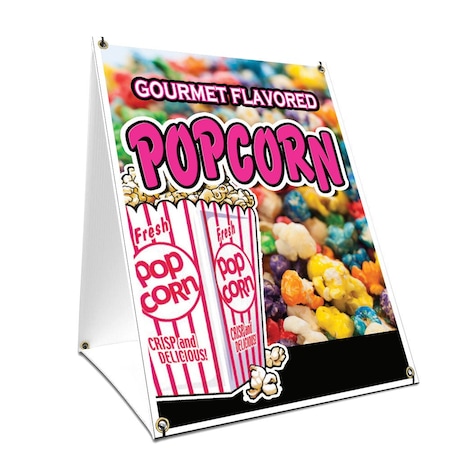 Signmission Gourmet Flavored Popcorn, 24 Inch x 18 Inch A-frame Yard Sign, Plastic Sign SBC-1824-Gourmet Flavored Popcorn