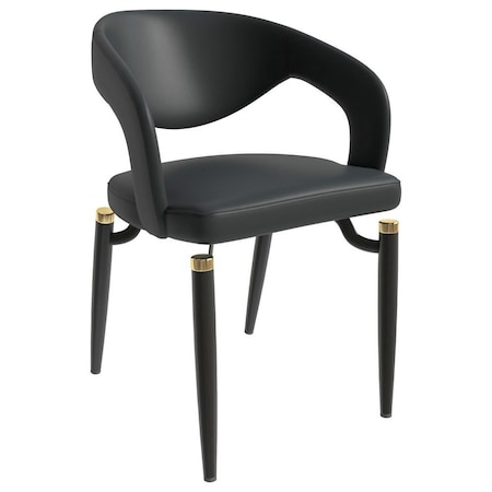 Leisuremod Entice Modern Leather Dining Chair with Iron Legs Open-Back Design in Charcoal Black EC60CH