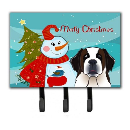 Carolines Treasures Snowman With Saint Bernard Leash and Key Holder BB1866TH68