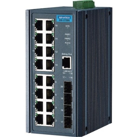 Advantech 16G+4SFP PORT UNMANAGED ETHERN SWITCH NEMA TS2 FOR TRAFFIC CONTROL EKI-2720G-4F-AE