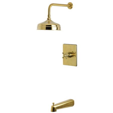 Kingston Brass Single-Handle Pressure Balanced Tub and Shower Faucet, Brushed Brass KB6347BX
