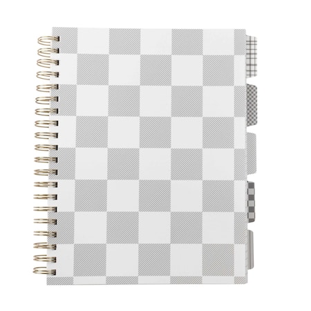 C-Line Products 8" x 10-1/2" Signature Series 5-Tab Gray and White Checkered Project Book, 1/EA 24003