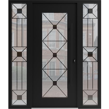 Vdomdoors Aluminum Door Iron 1655 Black Entry Steel Metal Classic Painted 64 x 80 (16+36+16 x 80)-Left Inswin IRON1655EXD-BLK-W16+36+16xH80-LH-I