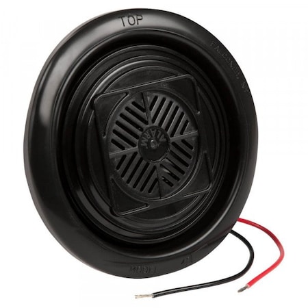 Grote Lighting 4in Grommet Mounted Backup Alarm, 97dB, 12/24V, Black, SAE J994 Type C, Glass Filled Nylon 73220