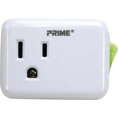 Prime Wire & Cable 1-Outlet White Plug-In Outlet with Switch PBES001-BB