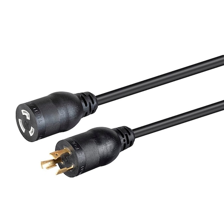 Monoprice SJT Locking Extension Cord, 12 AWG, Indoor, 12/3, 1 Outlets, L5-20R, Black, L5-20P, 10 ft 35065