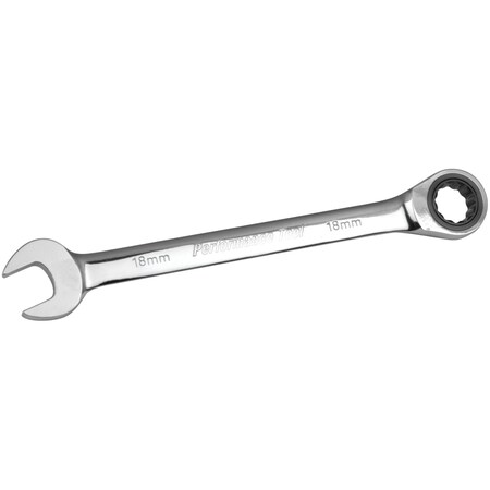 Performance Tool 18mm Ratcheting Wrench, Chrome Vanadium, 100 Tooth W30358