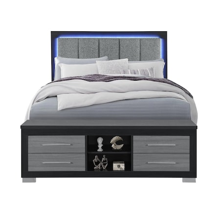Global Furniture Usa Contemporary Emma Black/Grey Queen Bed With Led And Usb EMMA-BLACK/GREY-QB W/ LED & USB