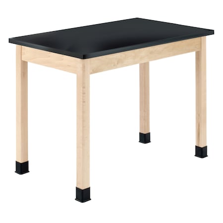 Diversified Spaces Plain Apron Table, Maple, Maple Wood Frame, 60 in W, Black/Maple P7606M36N
