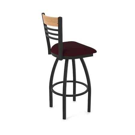 Holland Bar Stool Co Eleanor 25in Swivel Counter Stool with Black Wrinkle Finish, Medium Back and Canter Bordeaux Seat 880