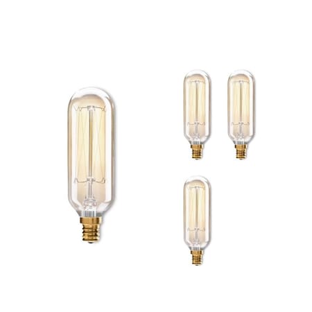 Bulbrite 40w T8 Dimmable Candelabra Base (E12) Incandescent Light Bulb Antique Nostalgic Thread 2200K, 4PK 861383