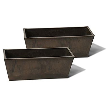Algreen 5.5 x 6 x 14 in. Valencia Rectangle Windowsill Planter, Chocolate -, 2PK 19136